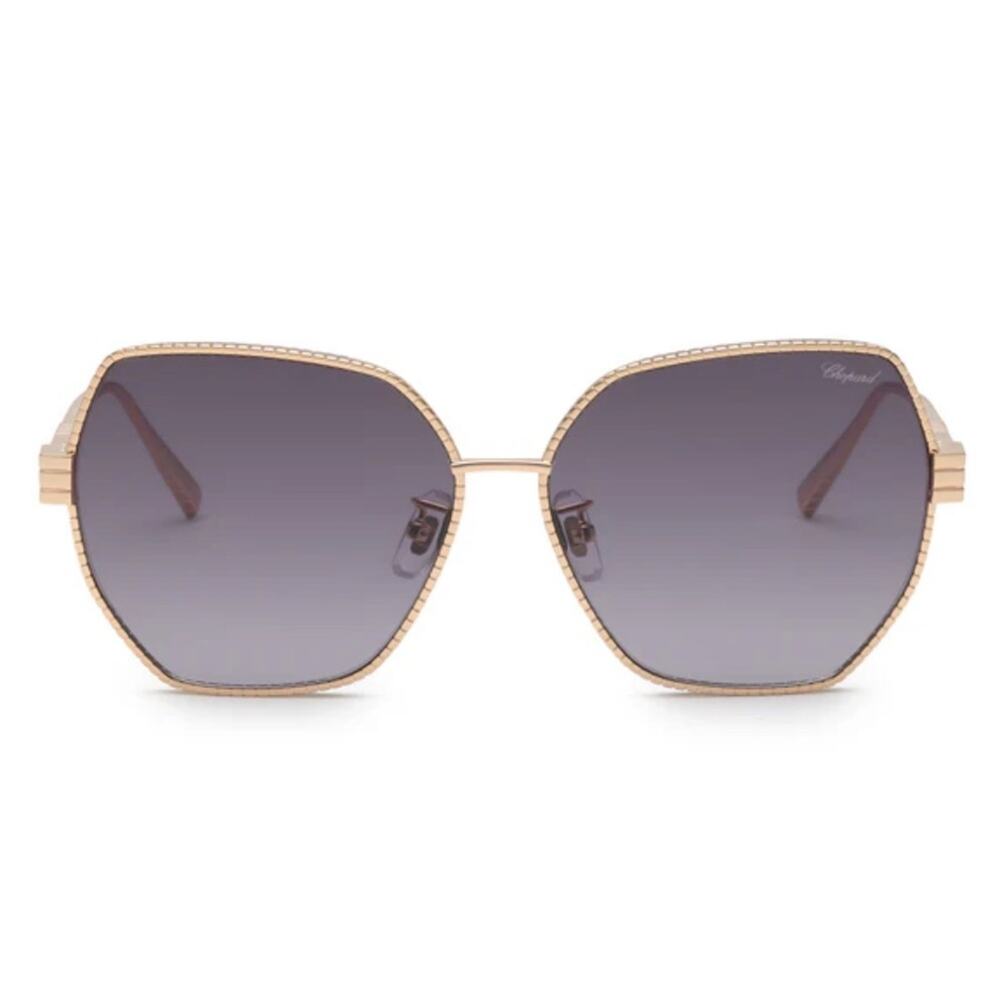 New! Chopard SCHL28M 0300 Ice Cube Gold Sunglasses, Authentic